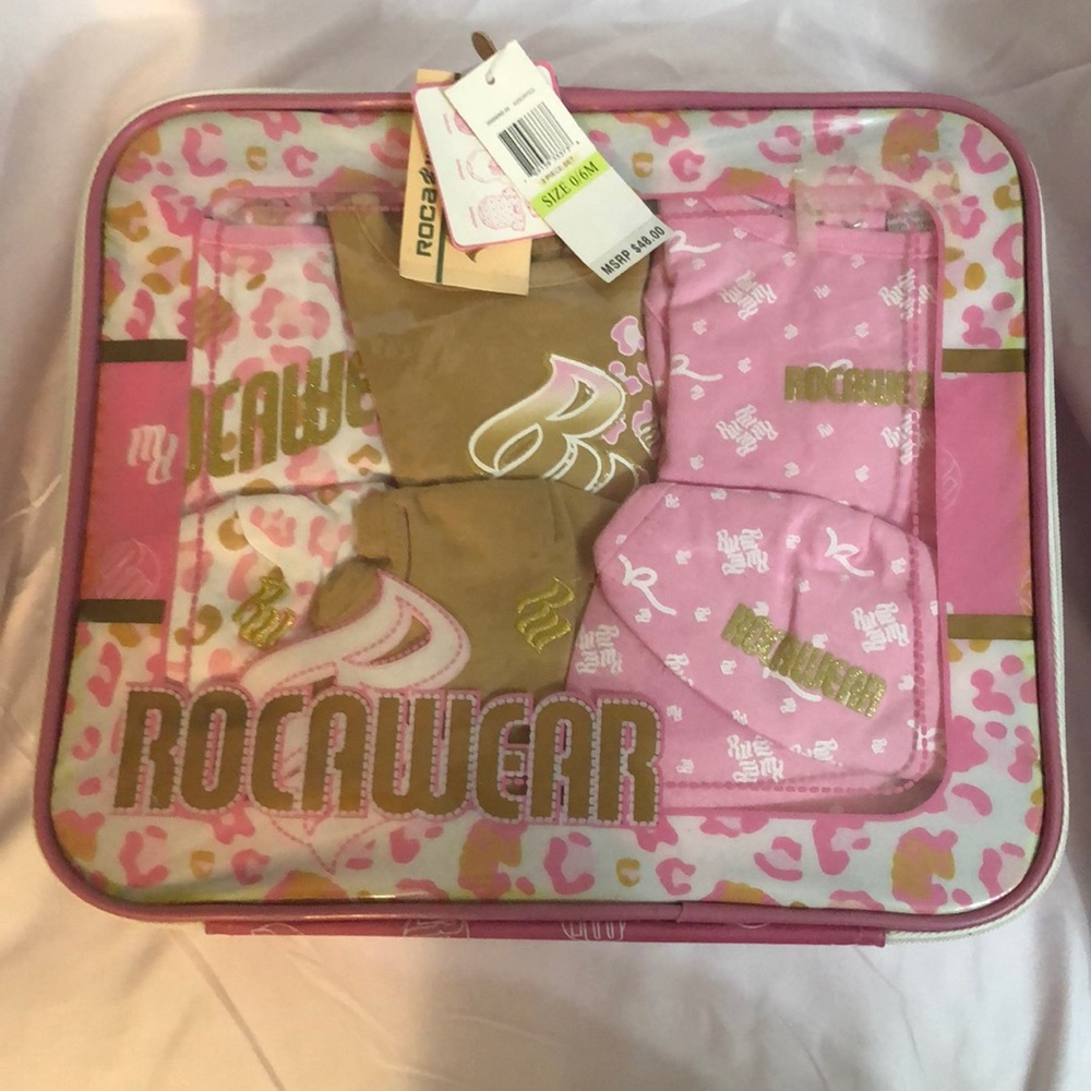 Rocawear Baby Onesies with matching caps